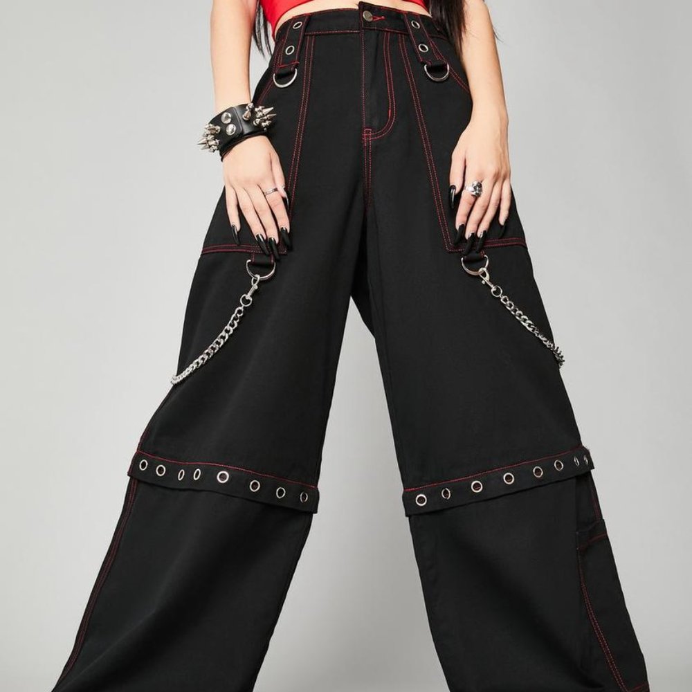 Dolls Kill Widow convertible wide leg pants goth punk Y2K
